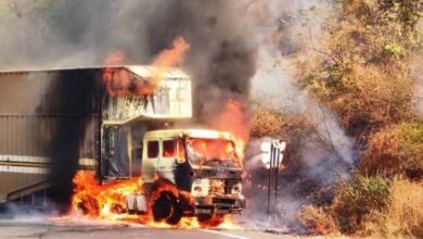 burning truck