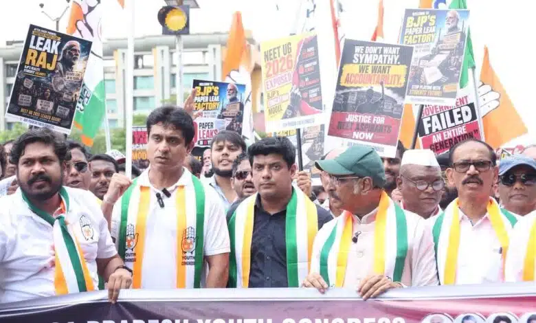 "Youth Congress stages protest over NEET paper leak and growing unemployment"